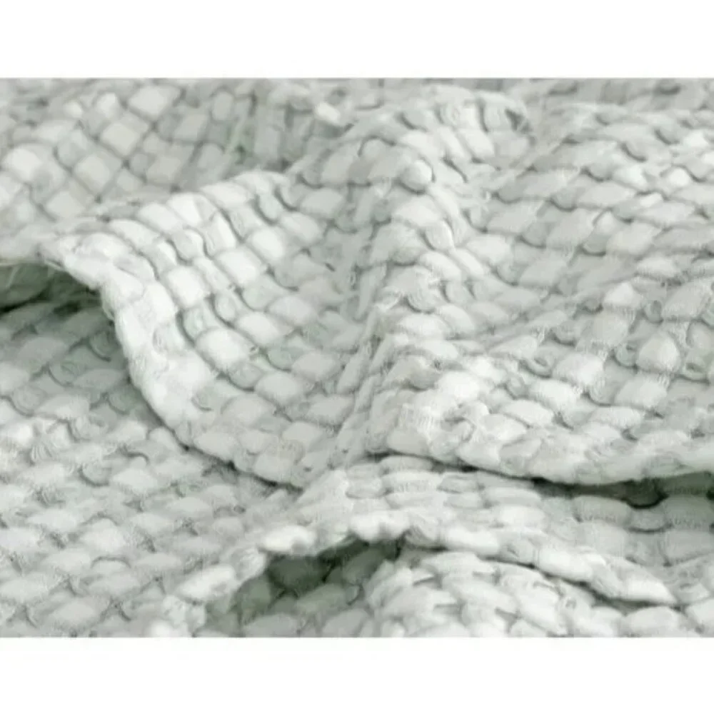 COTTON Waffle Weave Bamboo Blanket Queen Size Cream Soft Lightweight Bed Blanket
